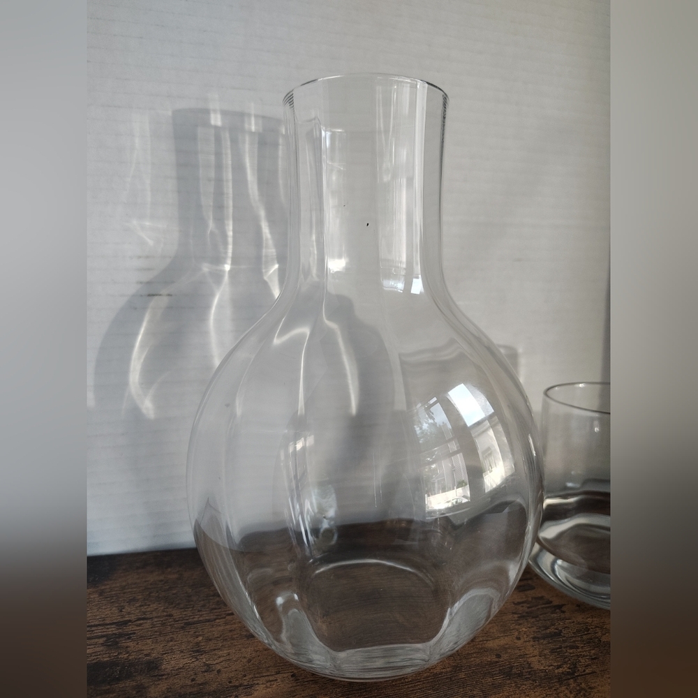 Bedside Carafe Clear Glass Vintage Tumble Up Glass Set Interior Vertical Design - Picture 3 of 17